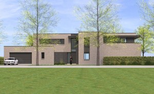 architecture cubique en briques claires