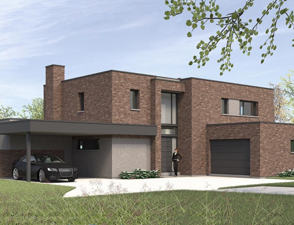 Maison avec patio, cubique en briques dans le Nord (59)