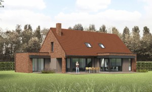 Maison contemporaine du nord. Facade jardin