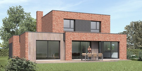 construction de style cubique en briques rouges dans le Nord